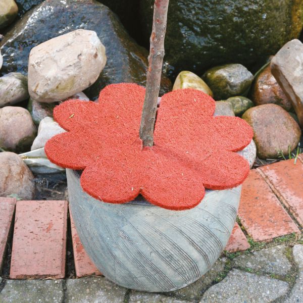Kokosmatte Winterschutz Blume mit Loch rot